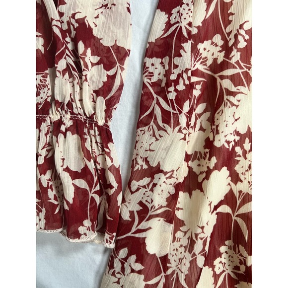 By Together Dress Burgundy Floral Flowy Large Mini - Picture 3 of 16